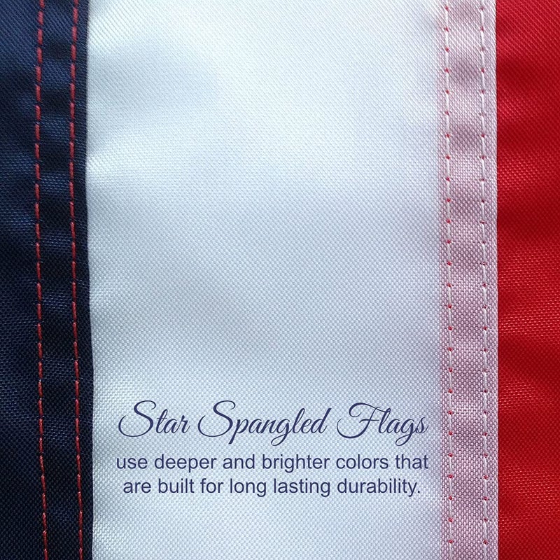 Star Spangled Flags American Flag 3x5-100% Made In USA using Tough, Long Lasting Nylon Built for Outdoor Use, Featuring Embroidered Stars and Sewn Stripes plus Superior Quadruple Stitching on Fly End - Image 2